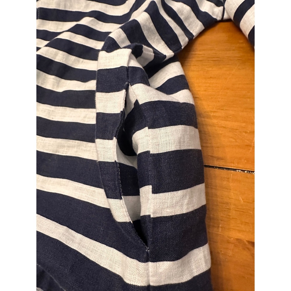 Charlie B Womens 100% Linen Striped Hooded Open Front Cardigan Navy White P/S - Picture 8 of 9